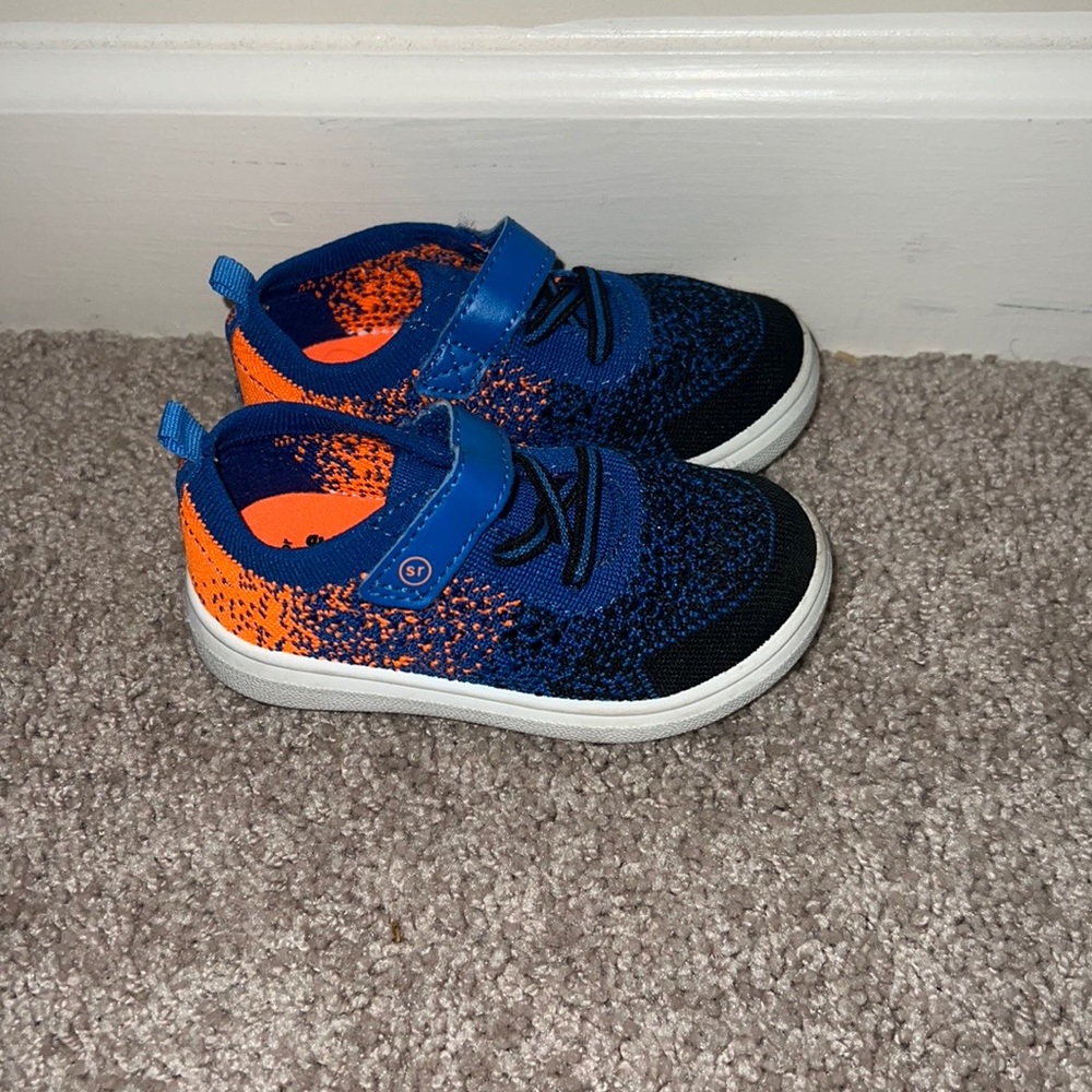 Stride Rite Boys Blue and Orange Knit Sneakers